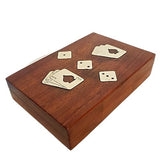 Rose Wood And Brass Inlaid Two Pack Playing Card Box With Dice