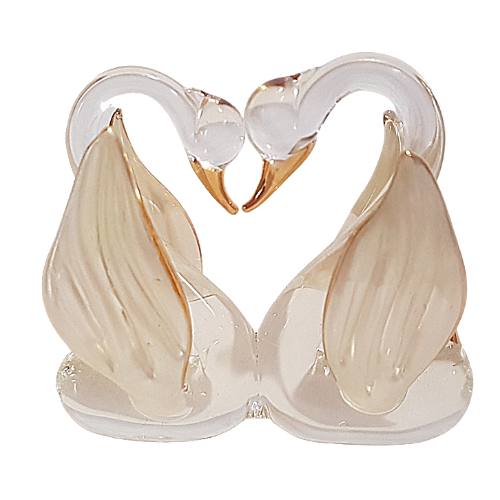 Hand Blown Glass Heart Swans