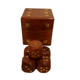 Giant Wooden And Brass Dice Set