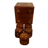 Giant Wooden And Brass Dice Set