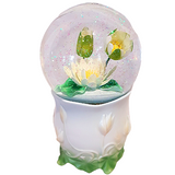Beautiful Dreamer Water Lily Musical Rotating Glitter/Snow Water Globe