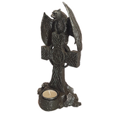 Gothic Celtic Cross and Bat Candle Holder