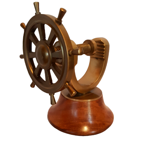 Nautical Ships Wheel, Brass and Wood Nut Cracker