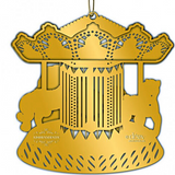 Diorama 3D  Carousel Christmas Tree Ornament Finished In 18K Gold