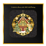 Diorama 3D Home Sweet Home Christmas Tree Ornament Finished In 18K Gold