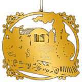 Diorama 3D Santas Locomotive Xmas Train Ornament Finished In 18K Gold