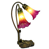 Tiffany Style Pink and Green Lily Lamp