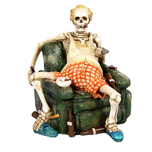 The Couch Potato, To much effort to Eat! Skeleton Figurine