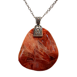 Burnt Orange Needle Agate Gemstone Necklace