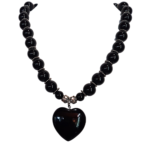 Gothic Love - Black Agate and .925 Sterling Silver Choker