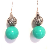Turquoise Dancing, Turquoise and Sterling Sliver Earrings