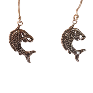 Sterling Silver fish and Pearl Earrings