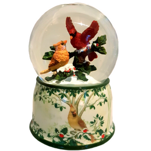 Christmas Cardinals Musical Rotating Snow Globe