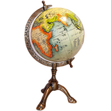 Antique World Globe On Metal Stand